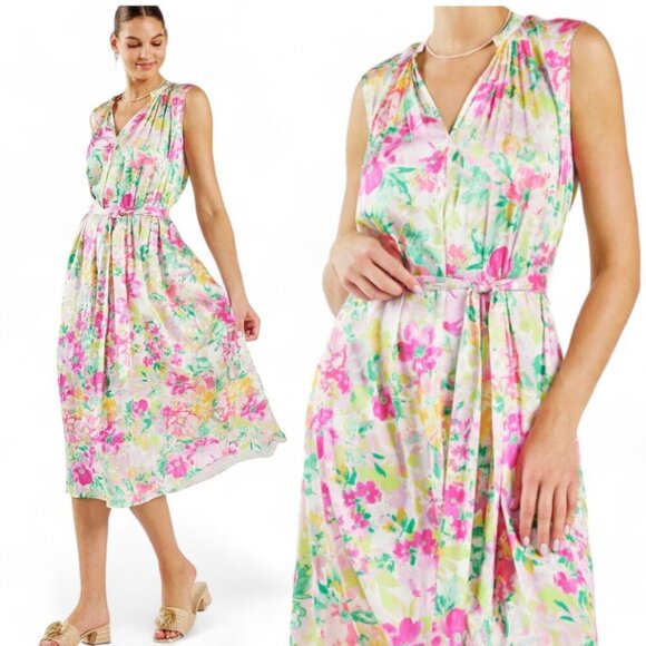 Current Air Botanical Floral Midi Maxi‎ Dress XS Sleeveless Flowy Wedding NWT - Picture 1 of 15